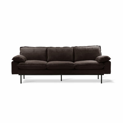 Retro Sofa : 3-Seats, Royal Velvet, Espresso