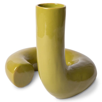 HK Objects Ceramic Twisted Vase Glossy Olive - House of Orange