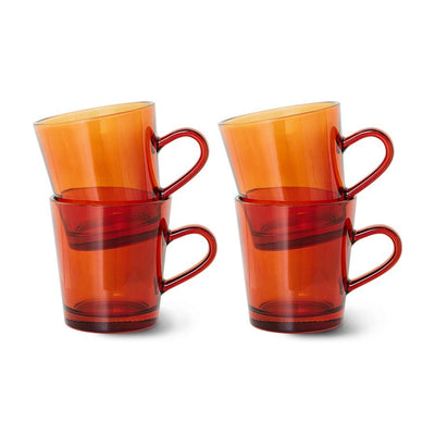 70s glassware: coffee cups amber brown (set of 4) - House of Orange