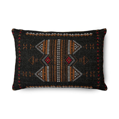 Oriental embroidered cushion black/olive (40x60) - House of Orange