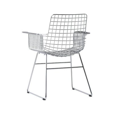 Metal Wire Chair with Arms Chrome - House of Orange