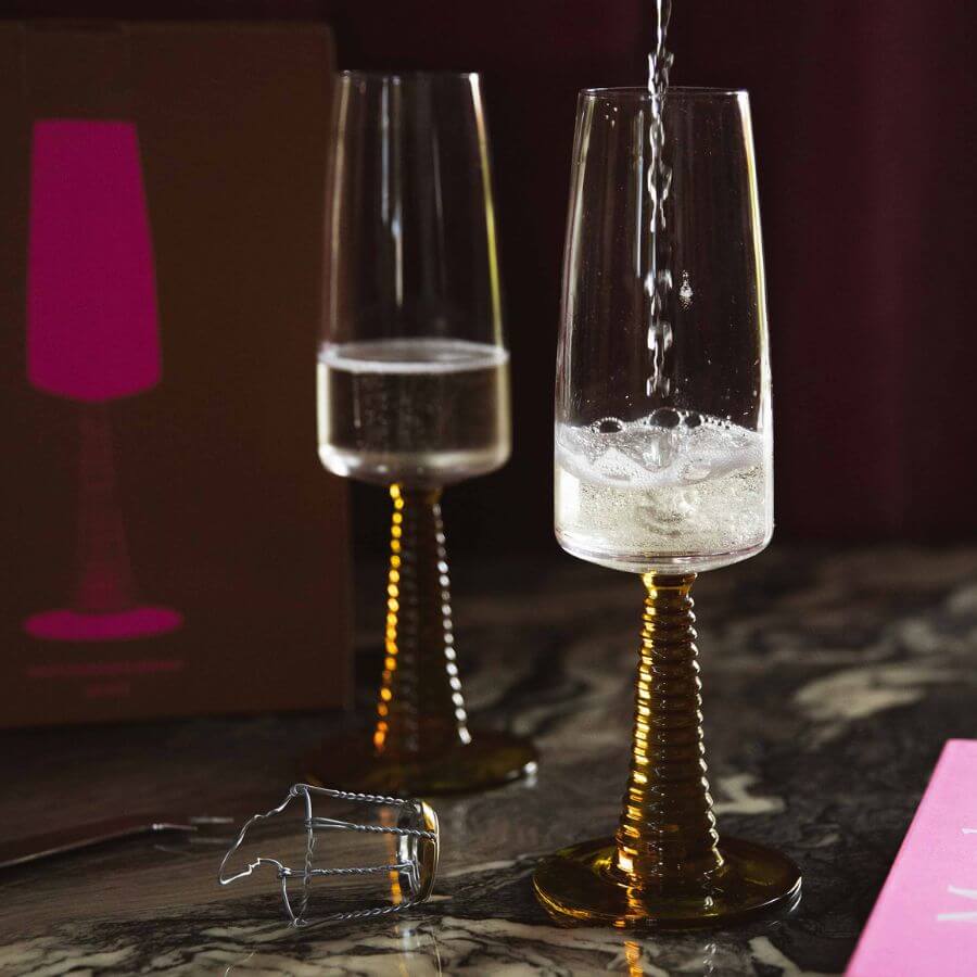 Christmas special: champagne glass yellow (Set of 2) - House of Orange