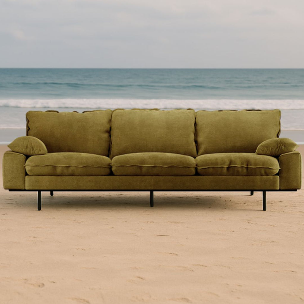 Retro Sofa: 3-Seats, Royal Velvet, Olive – House of Orange