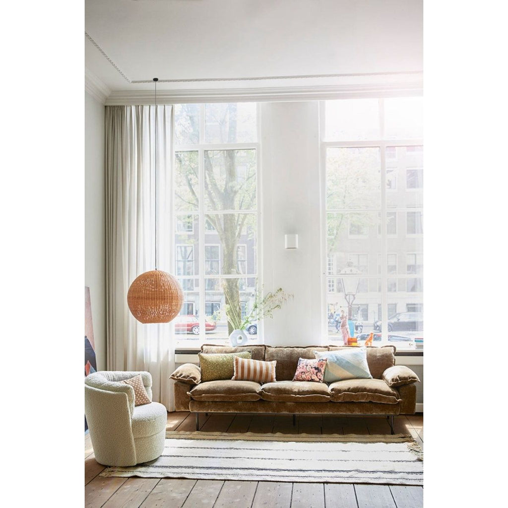 RETRO SOFA: 3-SEATS, VELVET CORDUROY, AGED GOLD - House of Orange