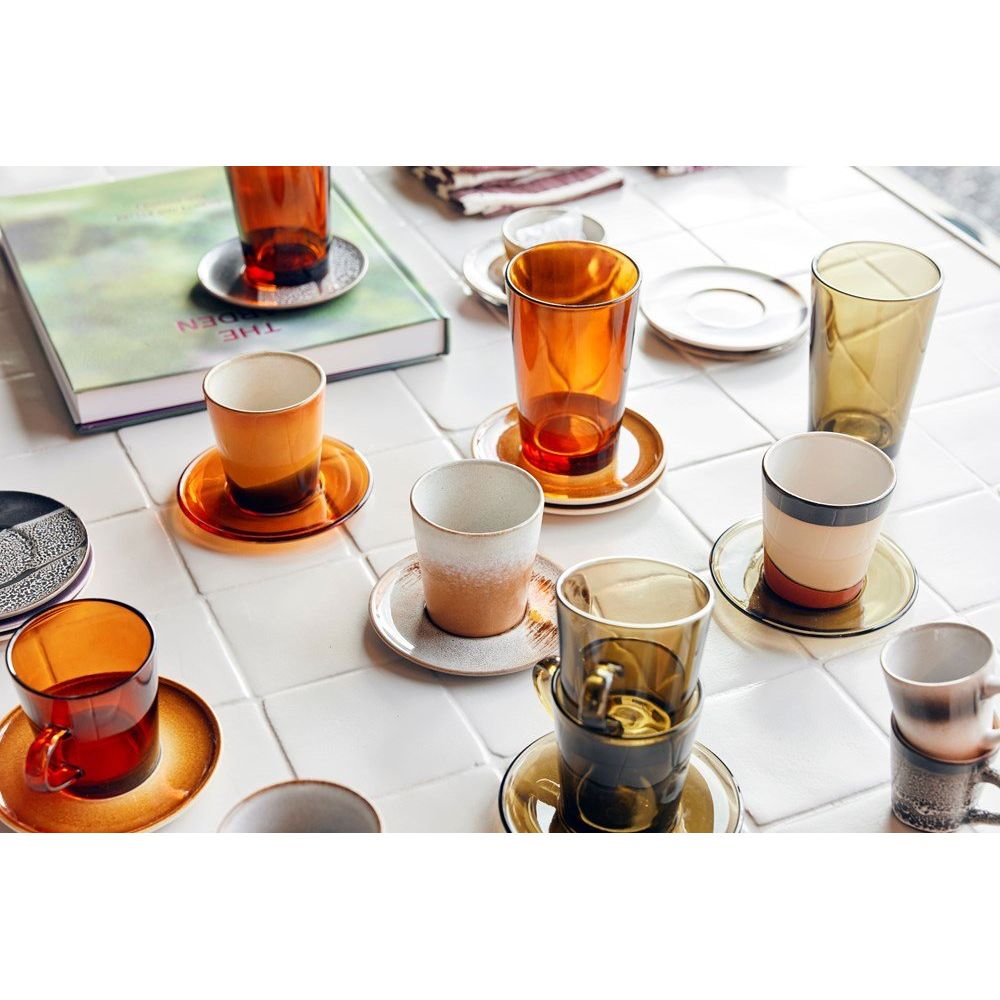 70s glassware: saucers mud brown (set of 4) - House of Orange