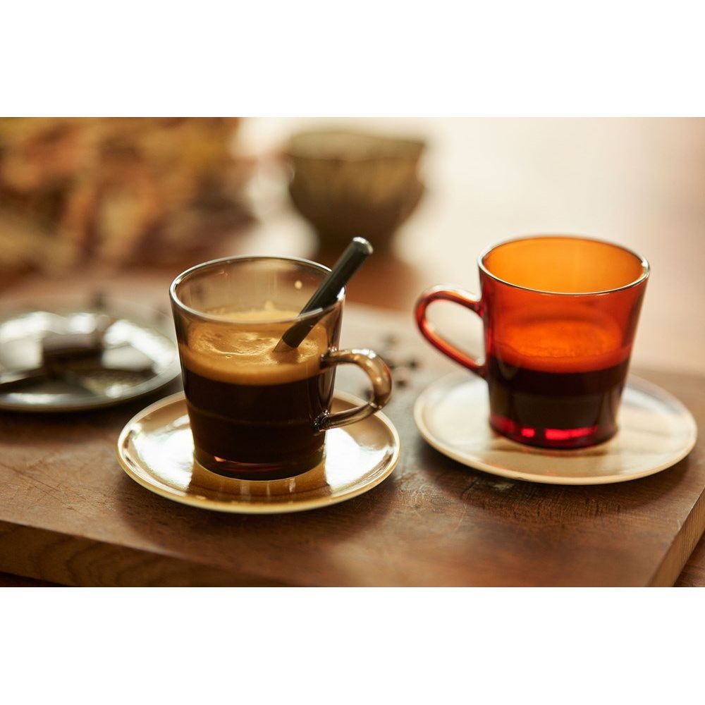 70s glassware: coffee cups mud brown (set of 4) - House of Orange