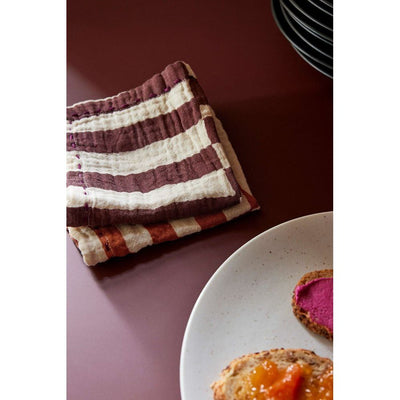 Cotton napkins striped burgundy (set of 2) - House of Orange