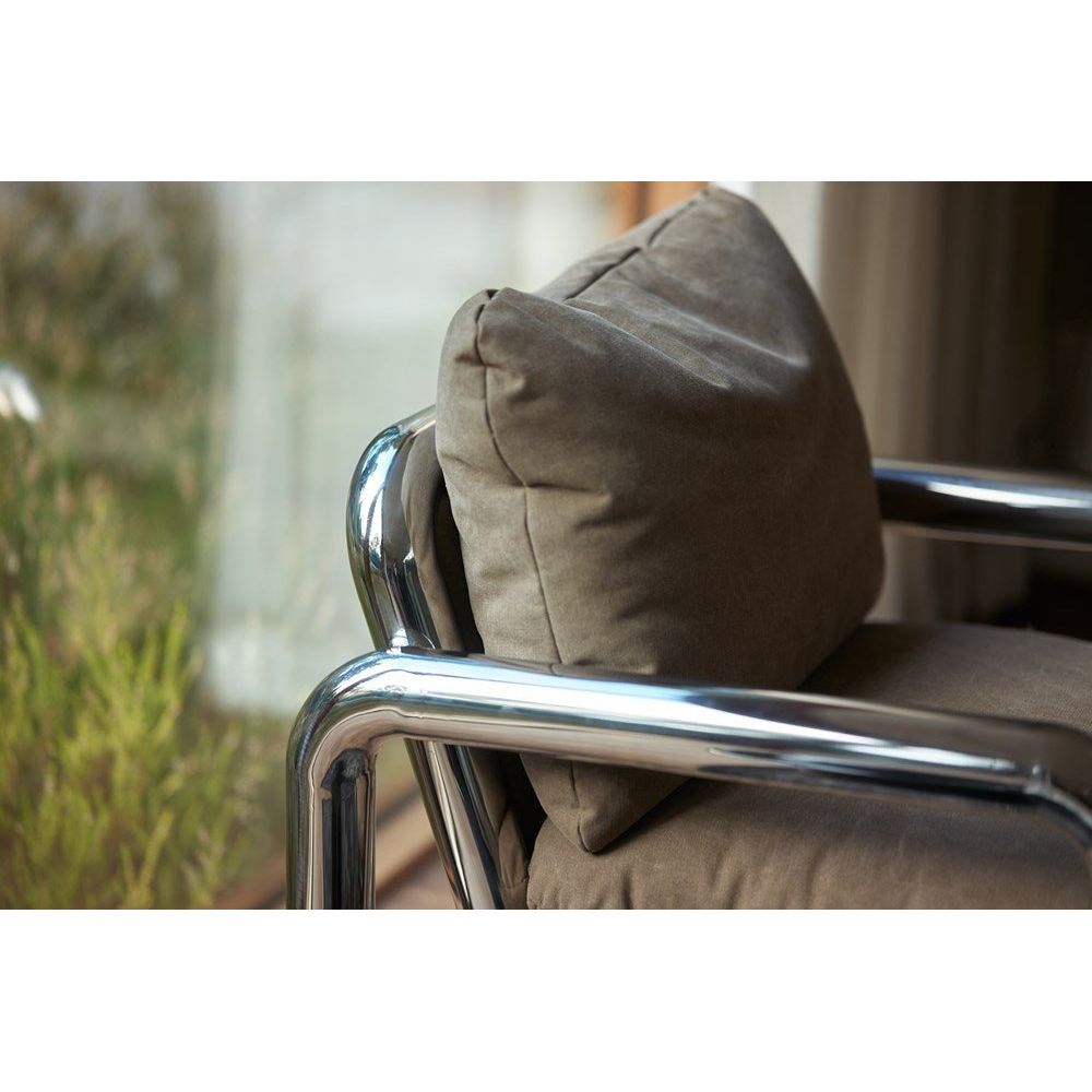 Chrome Lounge Armchair, Canvas Brown - House of Orange