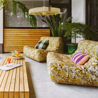 Striped velvet cushion Midsummer (50x30cm) - House of Orange