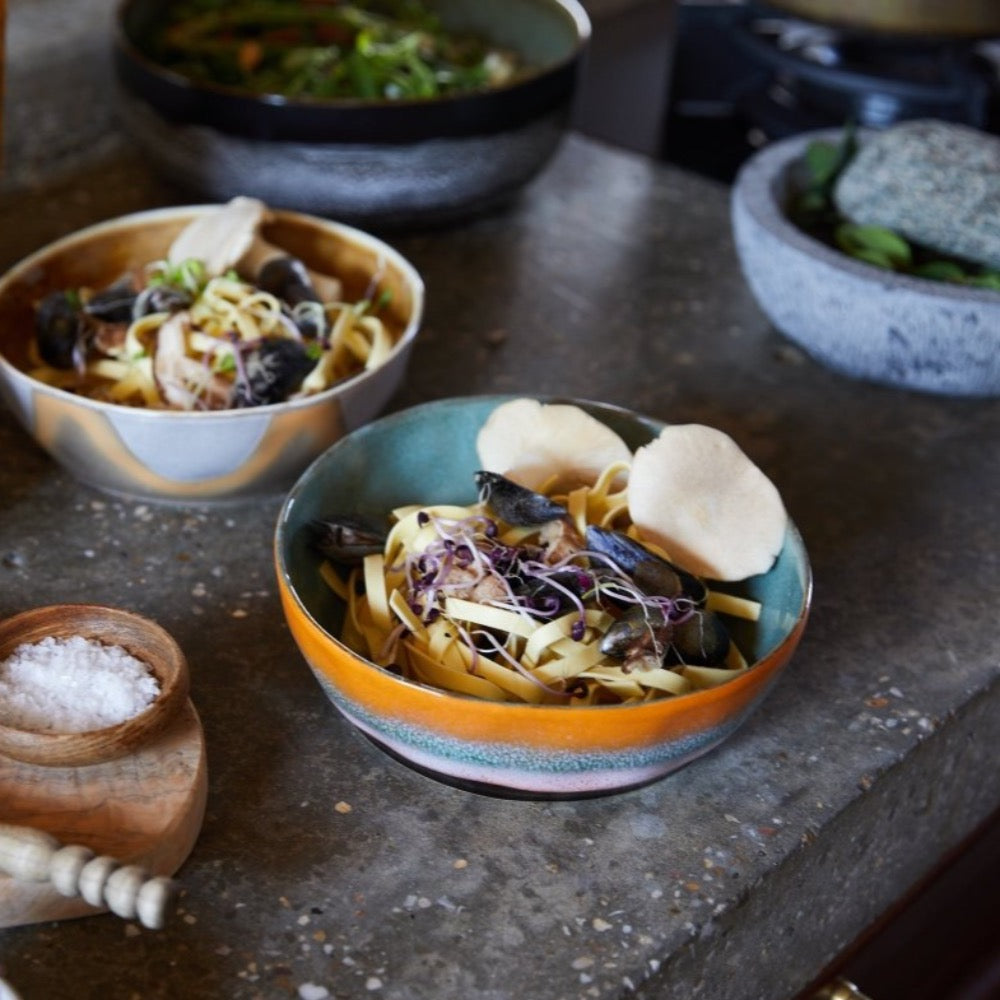 70s ceramics: pasta bowls, golden hour (set of 2) - House of Orange