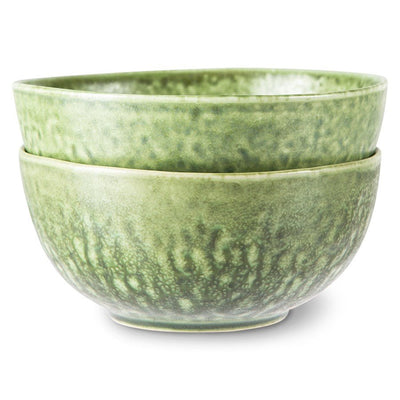 The Emeralds Ceramic Bowl Organic, Green (Set of 2) - House of Orange