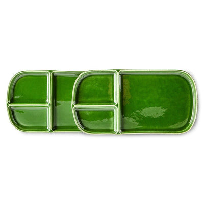 The Emeralds Ceramic Plate Rectangular, Green (Set of 2) - House of Orange
