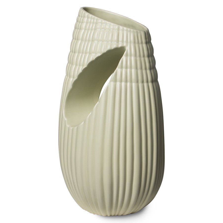 HK Objects Ceramic Ribbed Vase Matt Minty - House of Orange