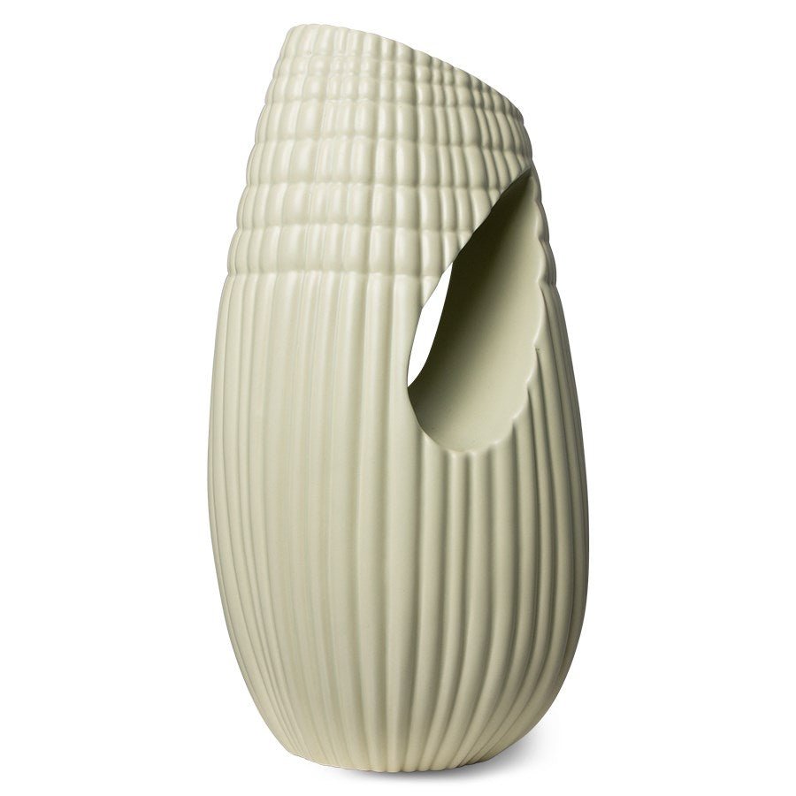 HK Objects Ceramic Ribbed Vase Matt Minty - House of Orange