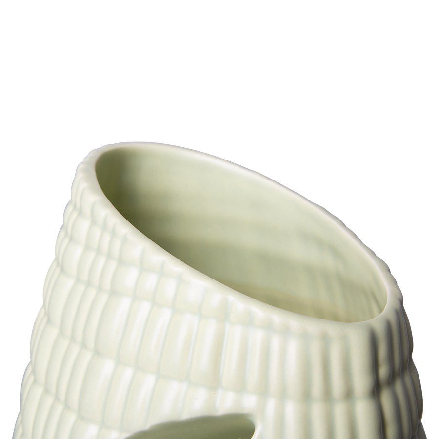 HK Objects Ceramic Ribbed Vase Matt Minty - House of Orange
