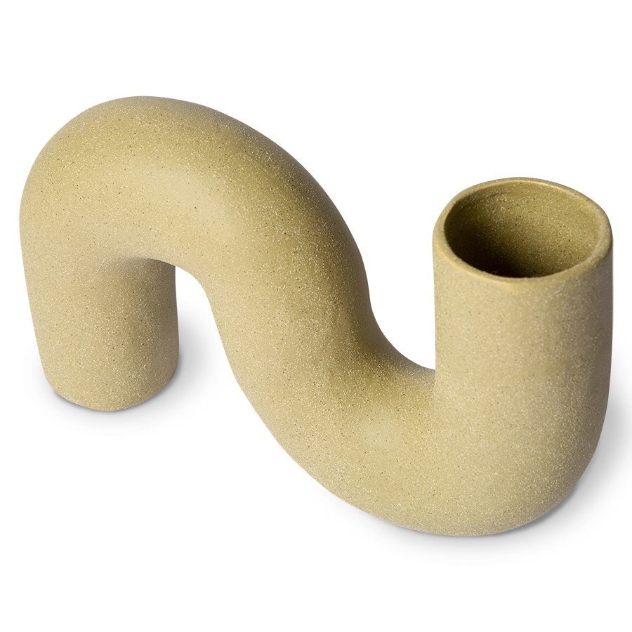 HK Objects Ceramic Twisted Vase Matt Olive - House of Orange
