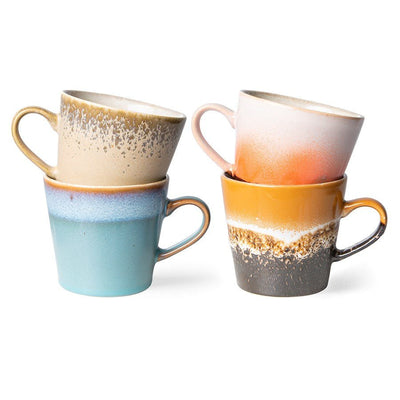 70'S Ceramics: Cappuccino Mugs, Meteor (Set of 4) - House of Orange