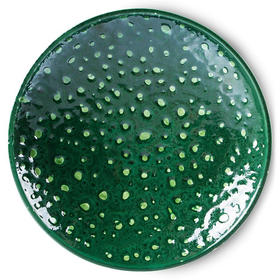 The Emeralds Ceramic Bowl on Base L Dripping Green - House of Orange