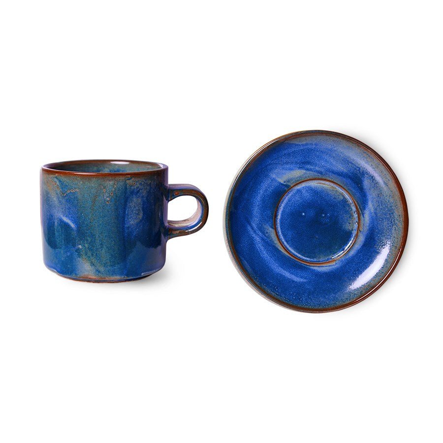 Chef ceramics: cup and saucer, rustic blue (220ml) - House of Orange