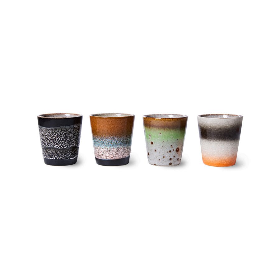 70'S Ceramics: Ristretto Mugs, Good Vibes (Set of 4) - House of Orange