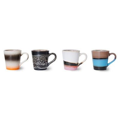70'S Ceramics: Espresso Mugs, Funky (Set of 4) - House of Orange