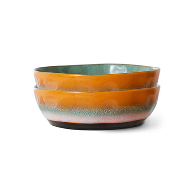 70s ceramics: pasta bowls, golden hour (set of 2) - House of Orange