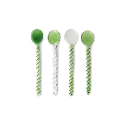 The Emeralds Twisted Glass Spoons Green Clear (Set of 4) - House of Orange