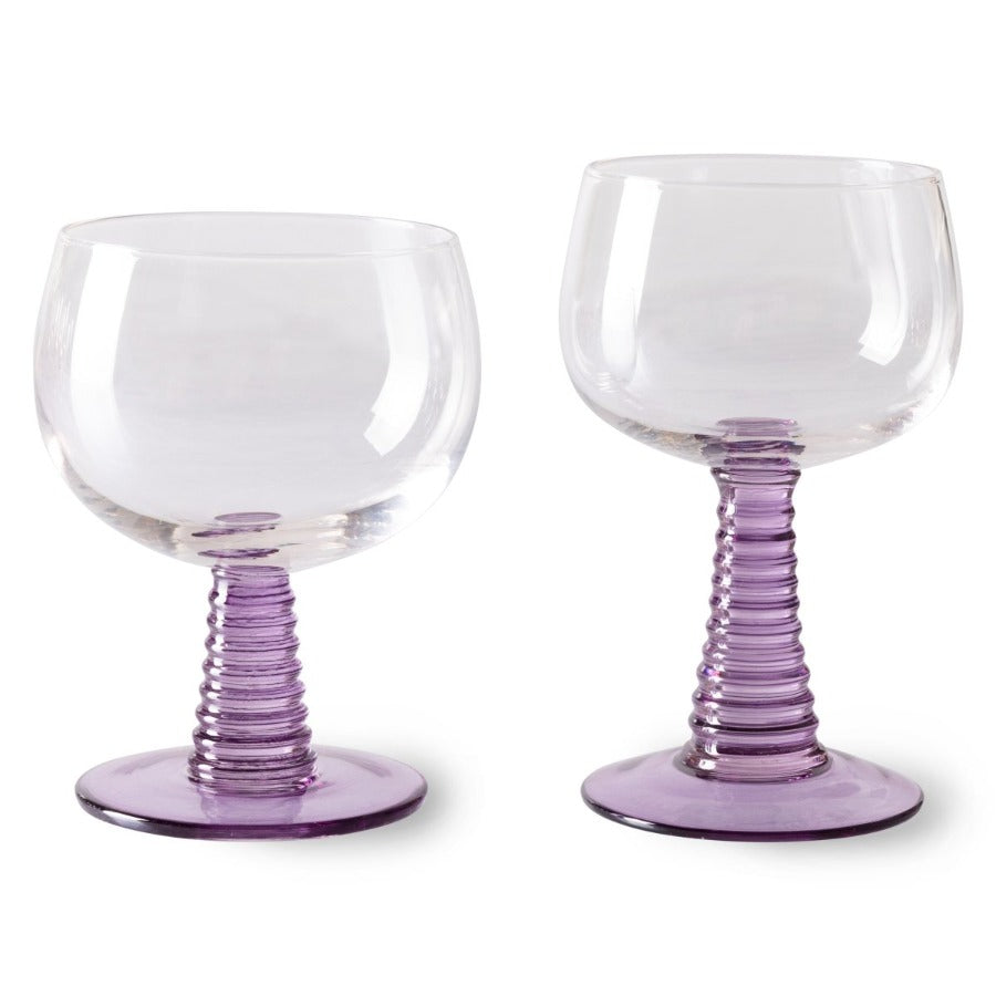 Swirl Wine Glass Low, Purple (350ml) - House of Orange