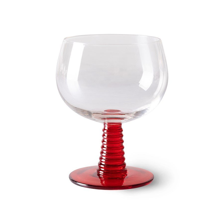 Swirl Wine Glass Low, Red (350ml) - House of Orange