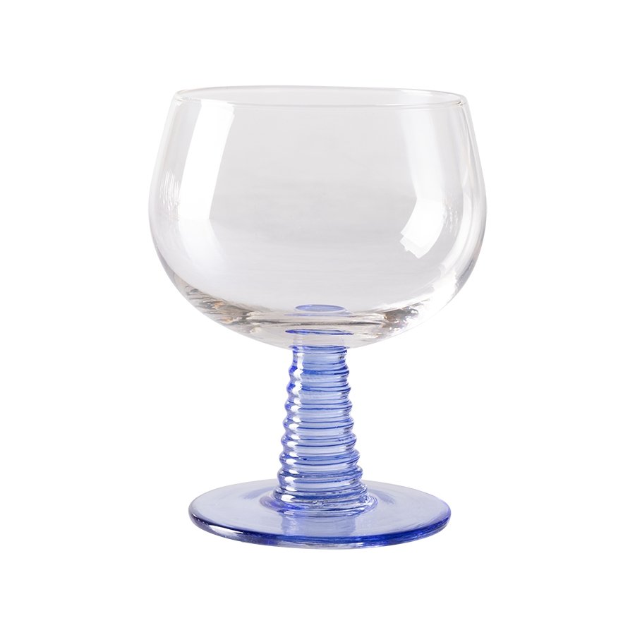 Swirl Wine Glass Low, Blue (350ml) - House of Orange