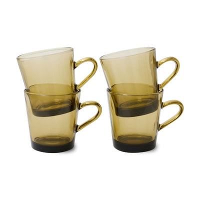 70s glassware: coffee cups mud brown (set of 4) - House of Orange