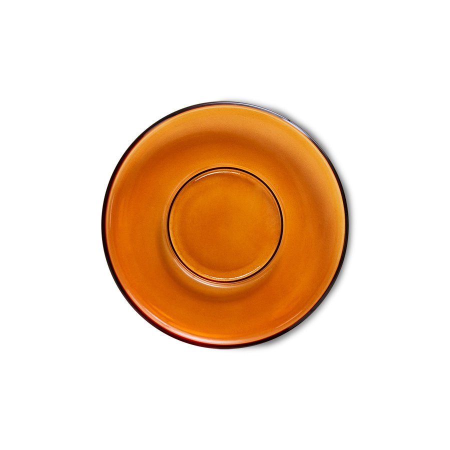 70s glassware: saucers amber brown (set of 4) - House of Orange