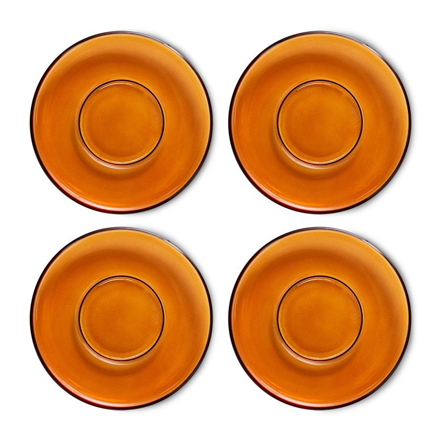 70s glassware: saucers amber brown (set of 4) - House of Orange