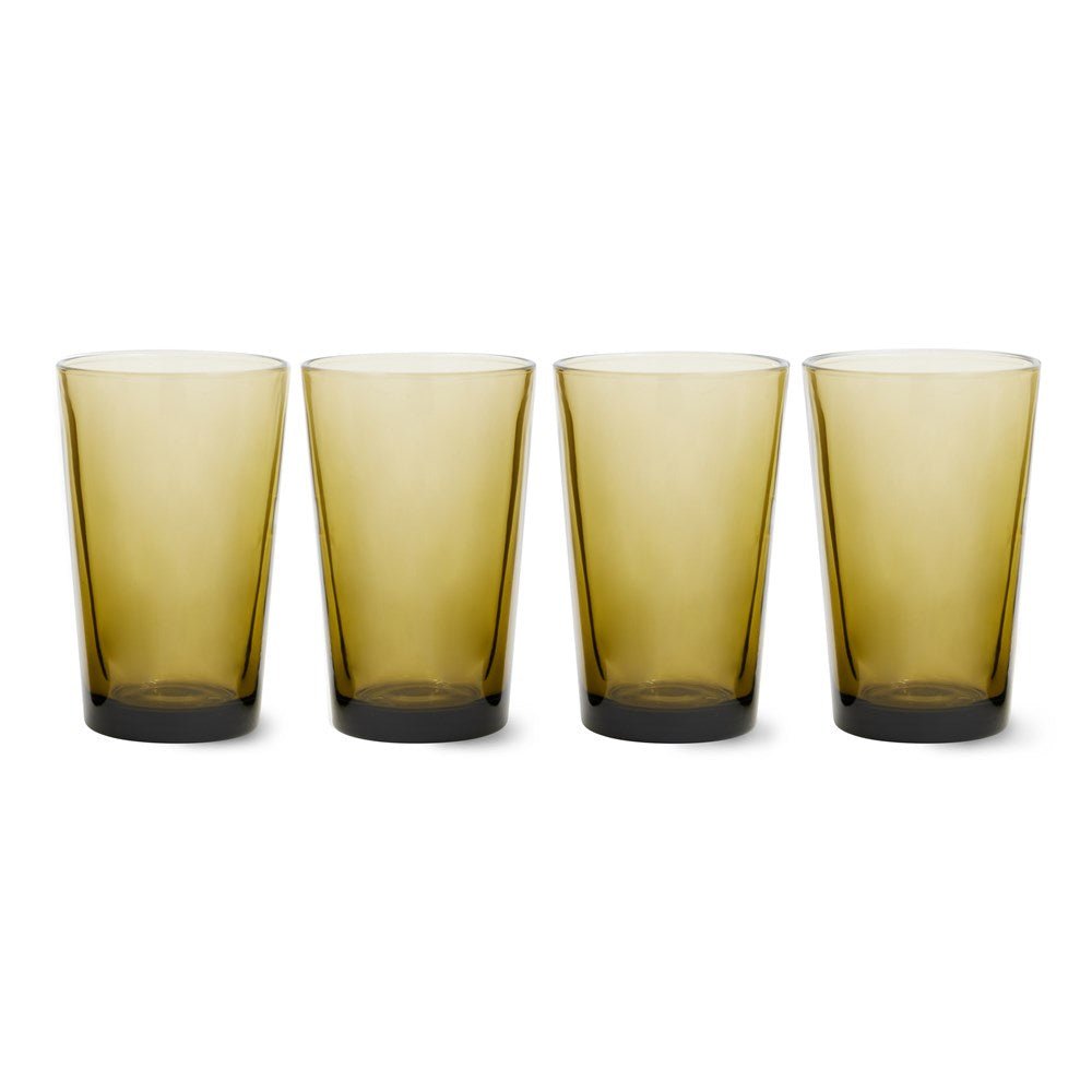 70s glassware: tea glasses mud brown (set of 4) - House of Orange