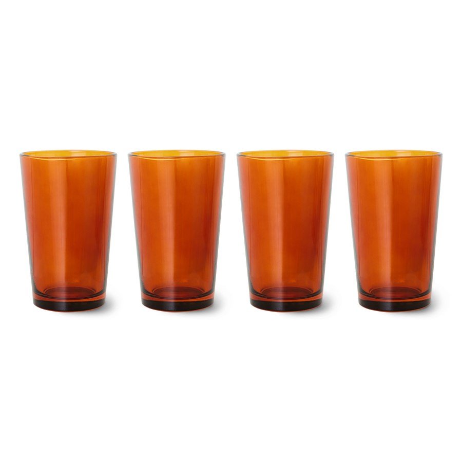 70s glassware: tea glasses amber brown (set of 4) - House of Orange