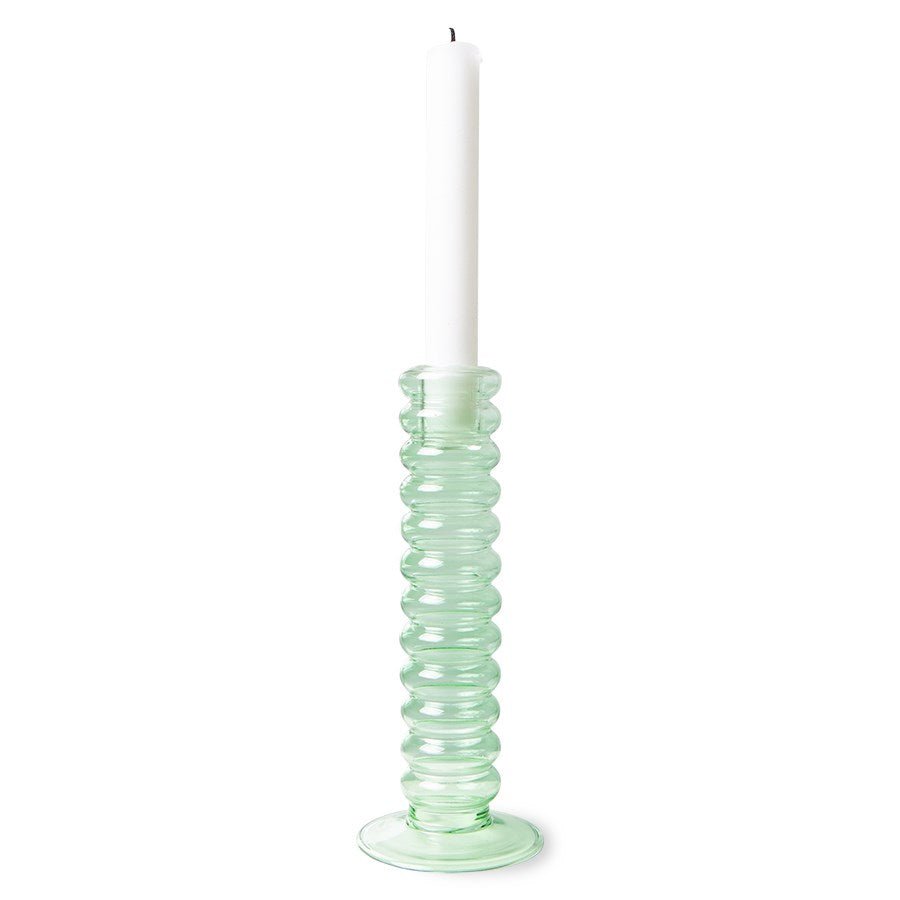 The Emeralds Glass Candle Holder L Mint Green - House of Orange