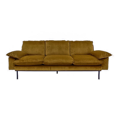 Retro Couch: 4 Seats, Velvet, Mustard - House of Orange