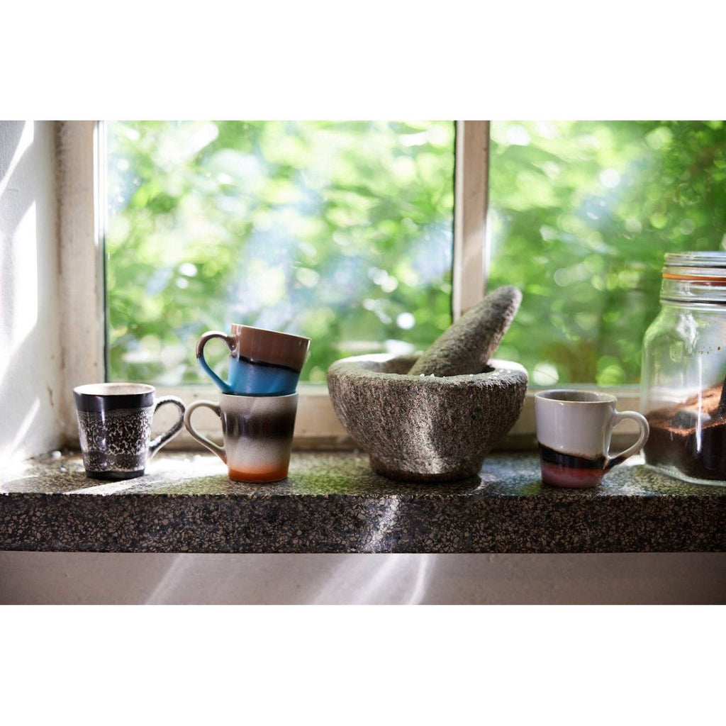 70'S Ceramics: Espresso Mugs, Funky (Set of 4) - House of Orange