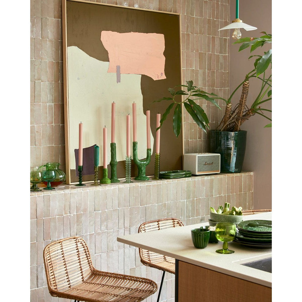 The Emeralds Glass Candle Holder L Mint Green - House of Orange