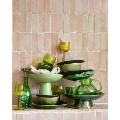 The Emeralds Ceramic Coffee Mug 180ml Ribbed, Green (Set of 4) - House of Orange