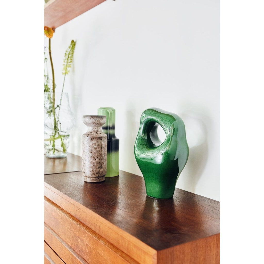 The Emeralds Ceramic Vase Green with Handle - House of Orange