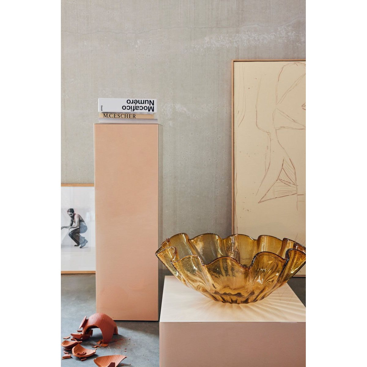 Mirror block coffee table nude L - House of Orange