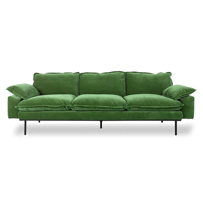Retro Couch: 4 Seats, Royal Velvet, Green - House of Orange