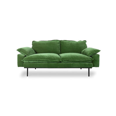 Retro Couch: 2 Seats, Royal Velvet, Green - House of Orange