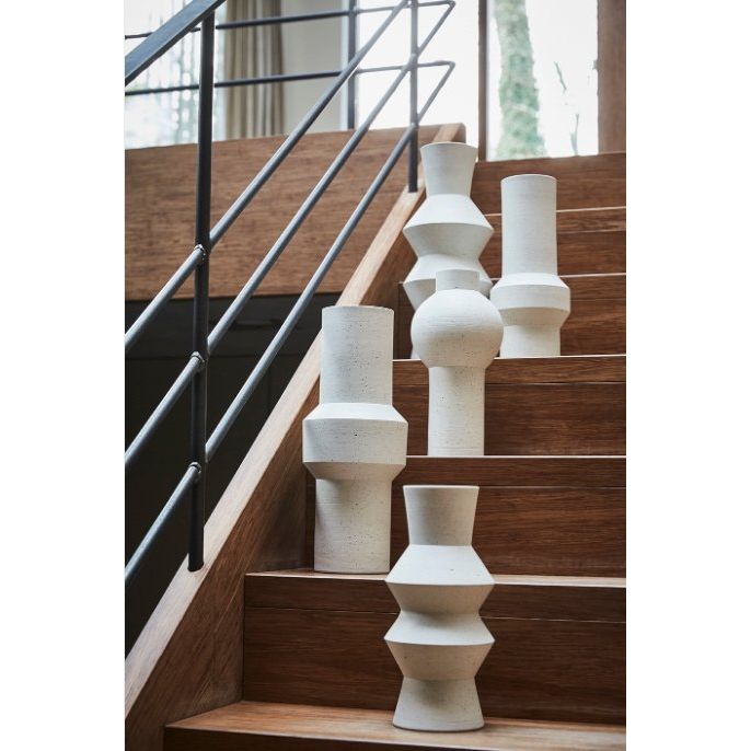 White Speckled Clay Vase Round M - House of Orange