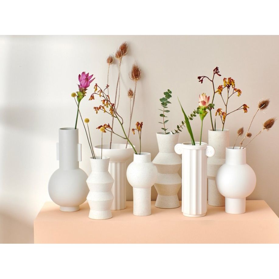 White Speckled Clay Vase Straight L - House of Orange