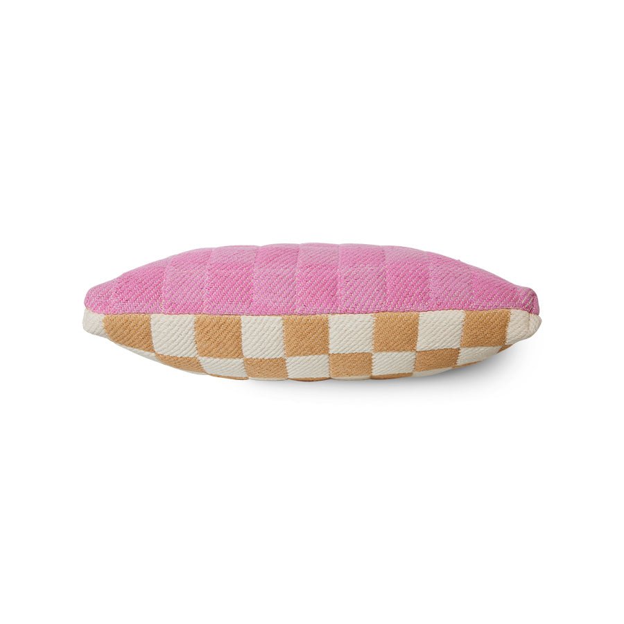 Checkered woven cushion pink/terra (38x48) - House of Orange
