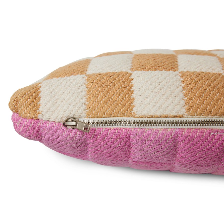Checkered woven cushion pink/terra (38x48) - House of Orange
