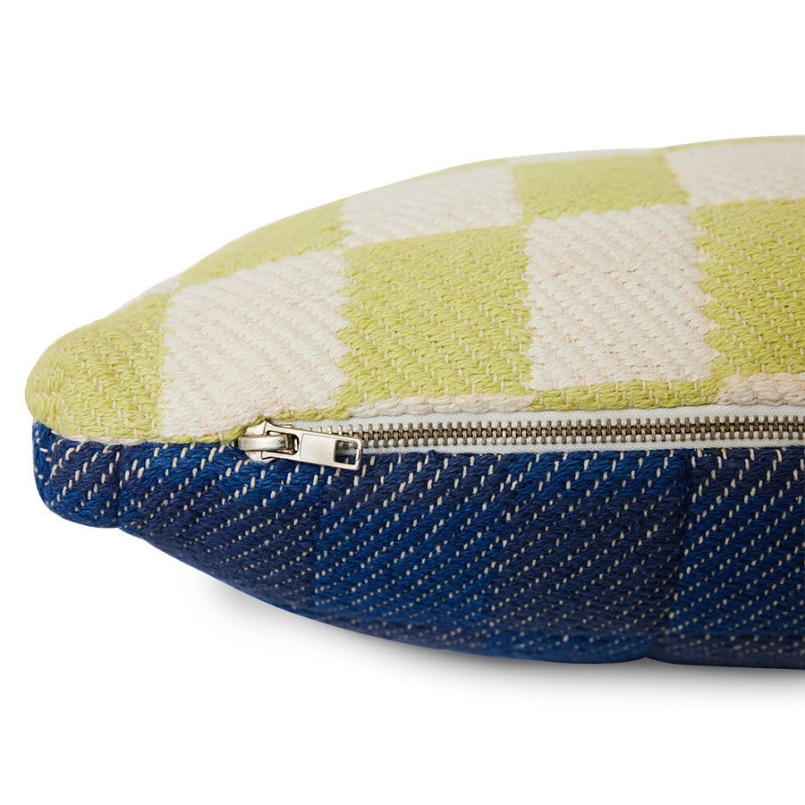Checkered woven cushion green/blue (38x48) - House of Orange