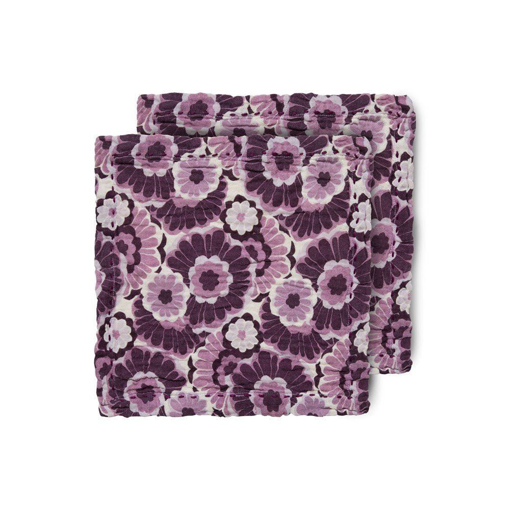 Cotton napkins floral burgundy (set of 2) - House of Orange